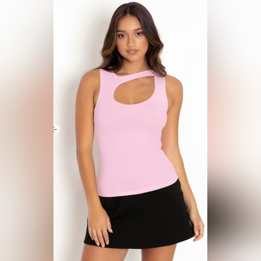 Blackmilk Matte Baby Pink Cut Out Tank Top